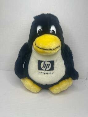 RARE Vintage Linux Penguin Stuffed Animal HP Invent 12” Promotional Plush